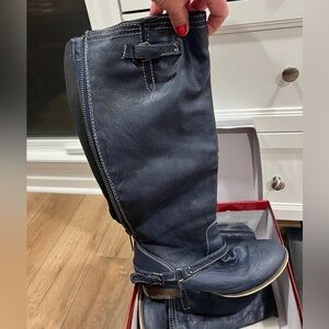 Blue Women's Faux Knee high boots